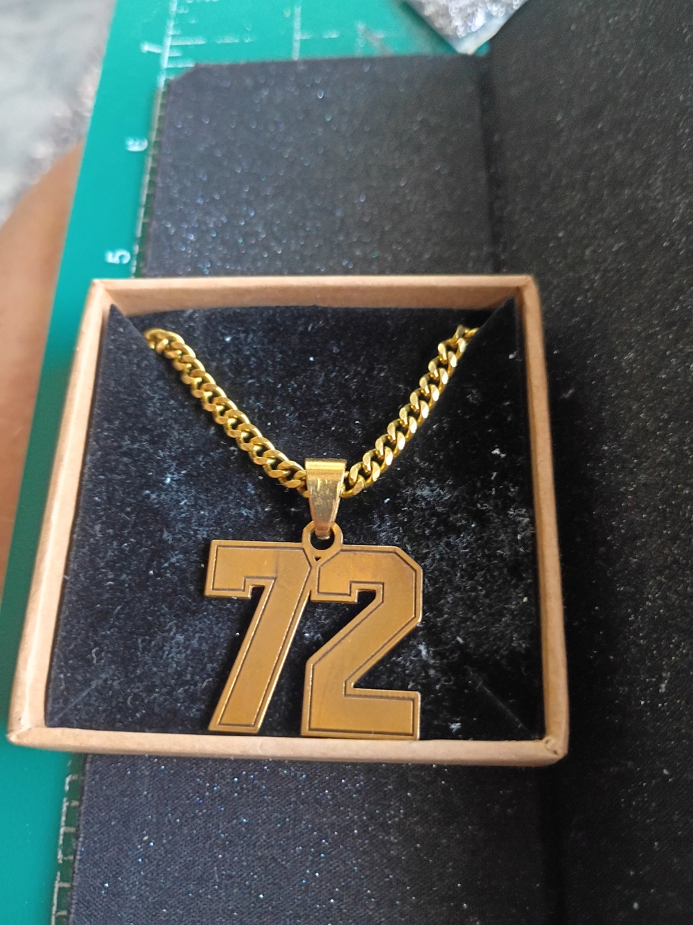 Gold Number 72 Pendant Necklace - Elegant Women's Jewelry